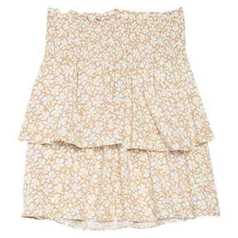 PLANET GOLD Tiered Soft Skirt Smocked Tan  Medium